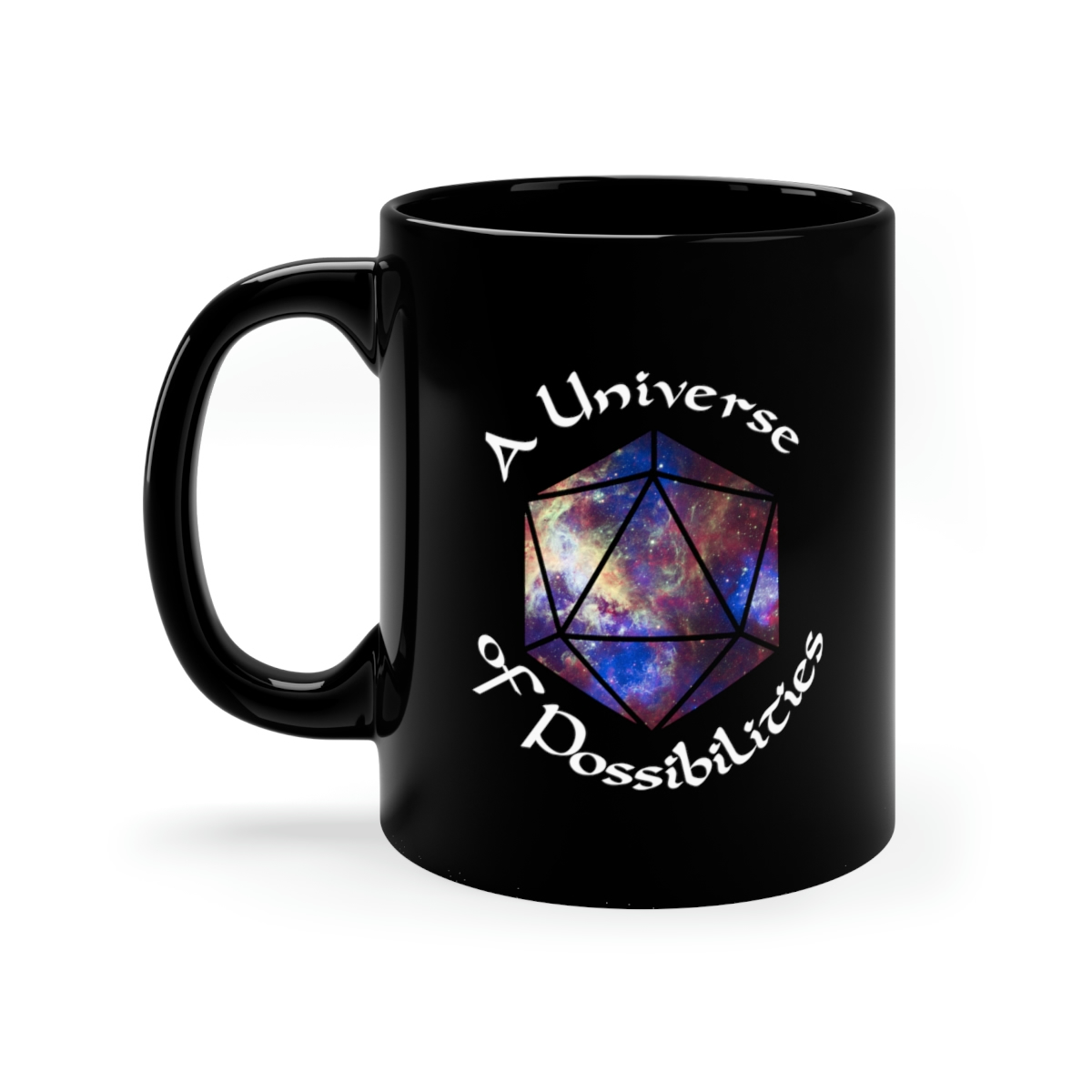 Black mug 11oz - D20 Trarantula Nebula